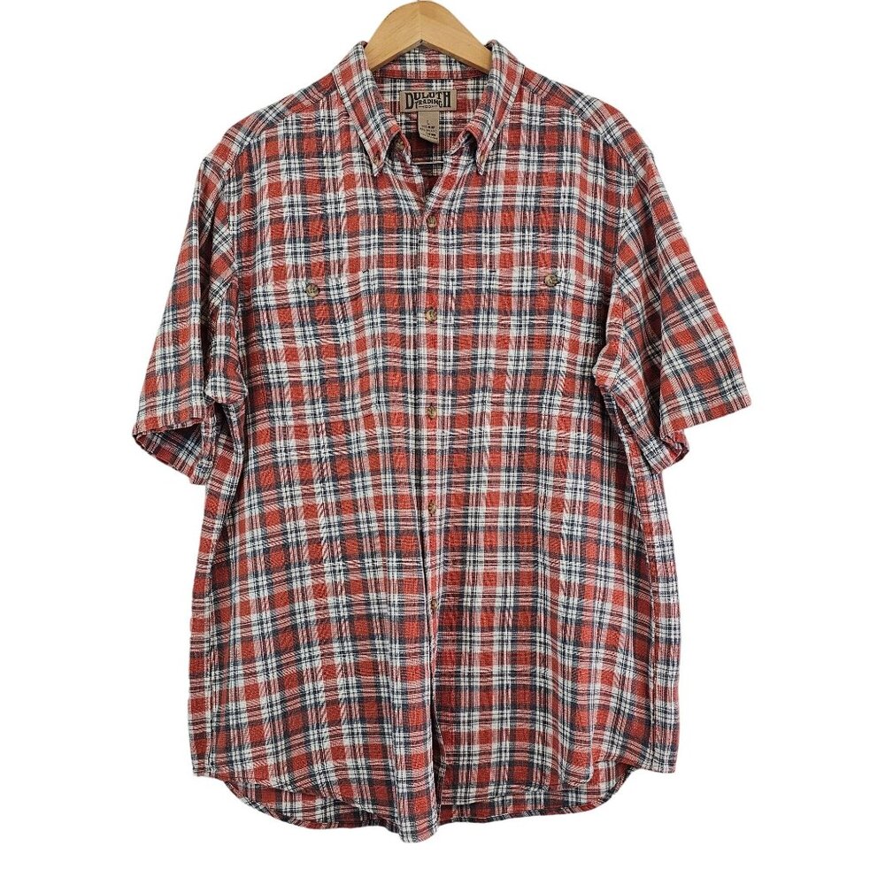 Duluth Trading Shirt Mens Sz Large Hemp Organic Cotton Plaid Button Down Casual - Picture 1 of 7